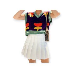 White Pleated Tennis Style Skort XXL Lightweight Summer Mini Skirt Women Casuals